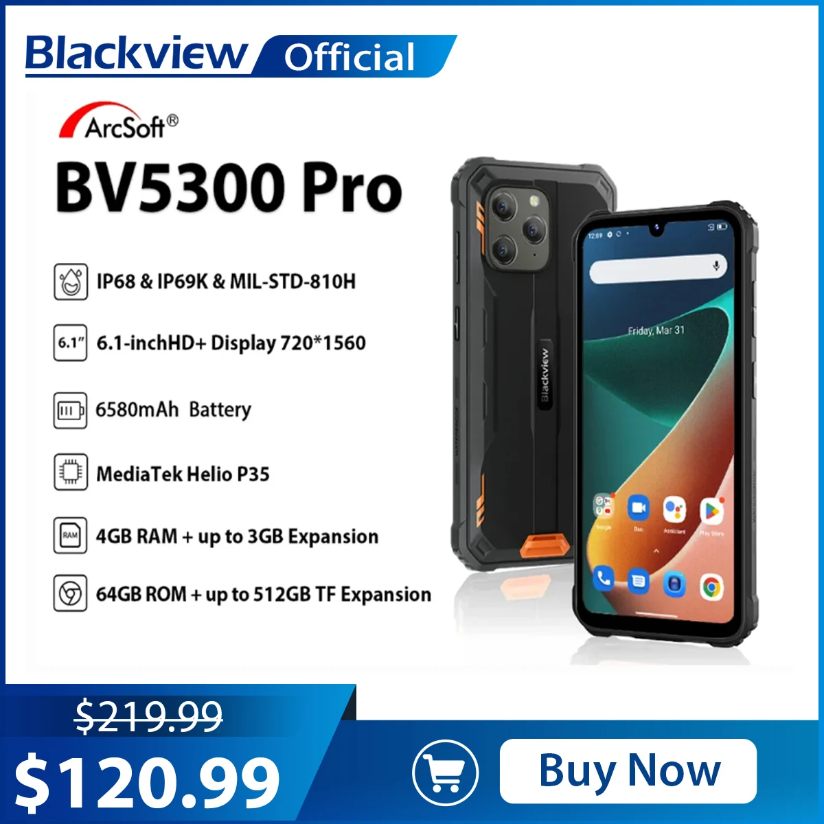цена Blackview BV5300 Pro IP68 Waterproof Rugged Smartphone Android12 Phone P35 4GB 64GB Mobile Phone 13MP Camare 6580mAh Cellphone