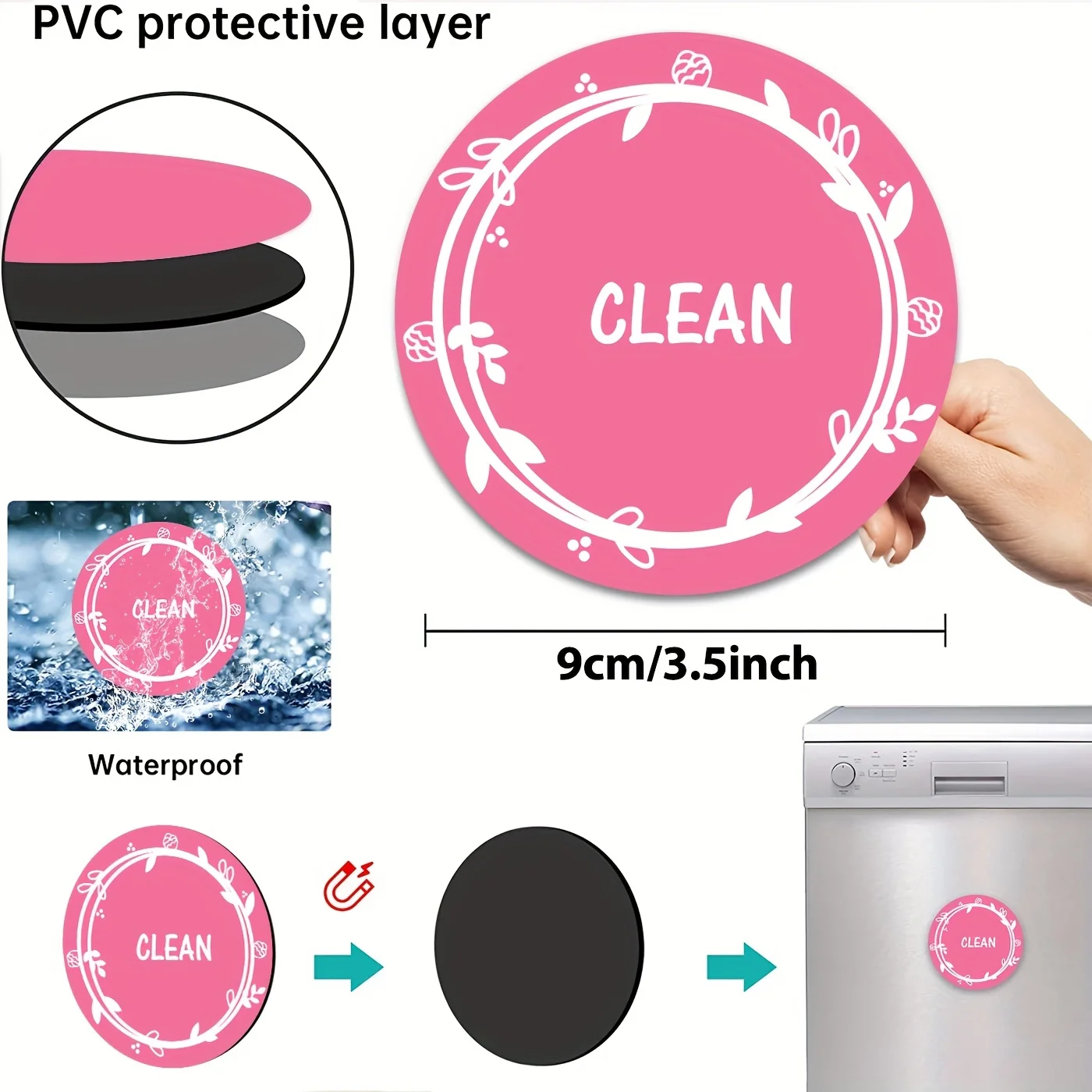 1 pc Dishwasher Magnet Clean Dirty Sign, Universal Double-Sided