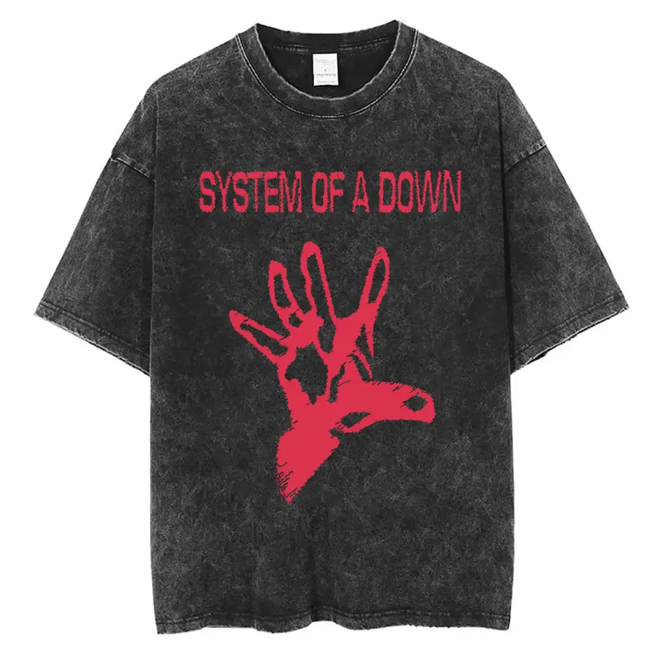 Washed Vintage System of A Down Graphic Tshirt Men Women Classic