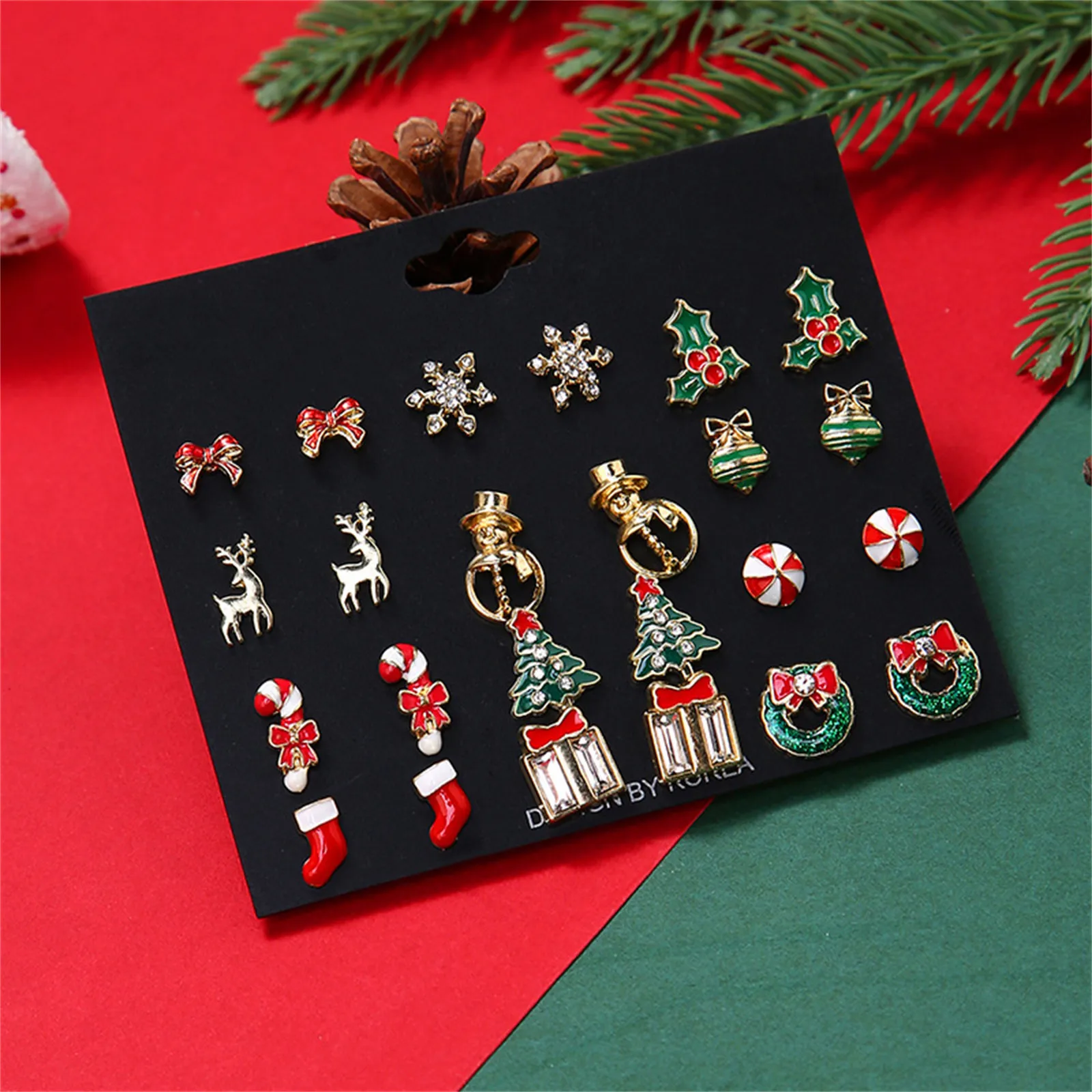 Fashion Drop Earrings For Women Set Pack 12pc Christmas Earring Set For The Elderly Alloy Trend Earring серьги женские