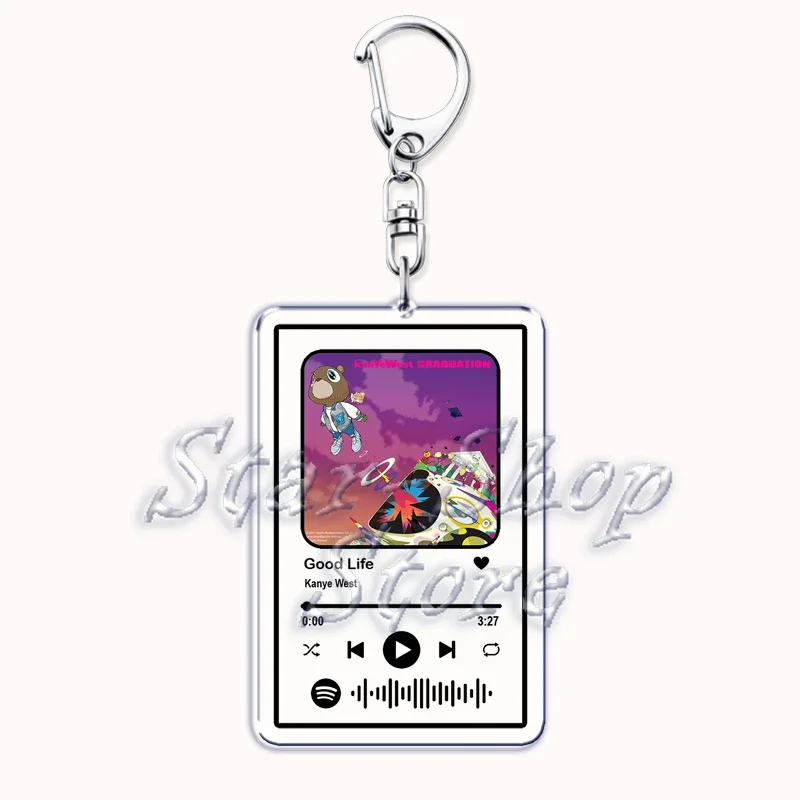 Kanye Rap Album Abschluss Schlüsselanhänger Schlüsselanhänger für Zubehör Tasche Bär Musik YE Anhänger Schlüsselanhänger Ring Schmuck West Fans Geschenke – Detail 10