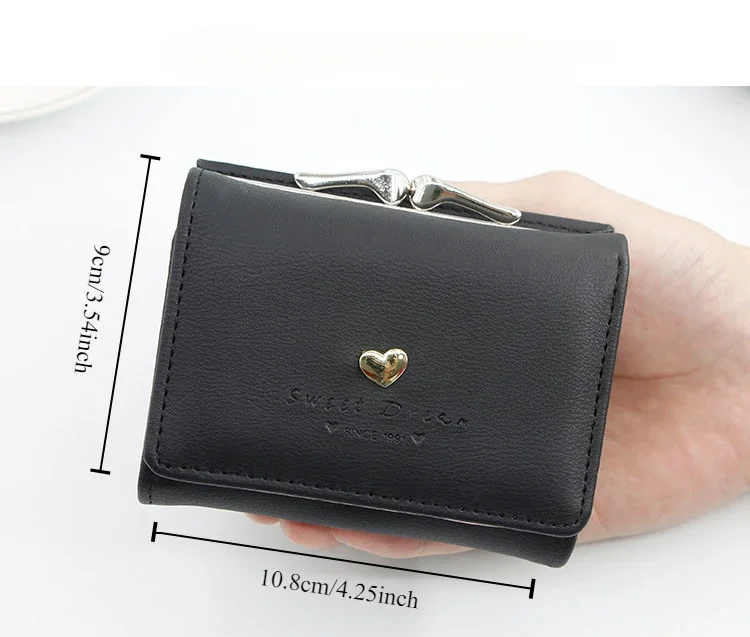 Cute folding mini metal wallet for girls front view