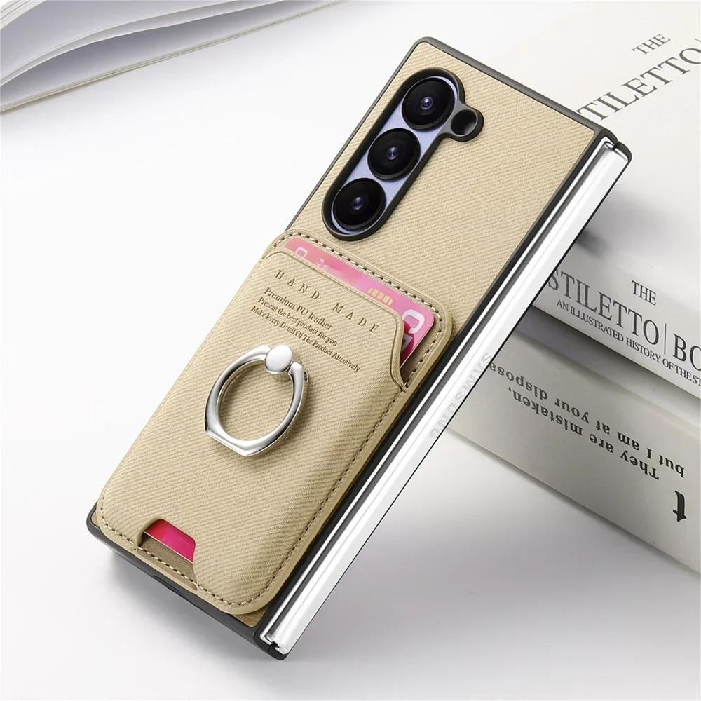 Detachable Magnetic Leather Wallet with Card Holder and Bracket Cover