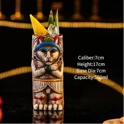 Hawaiian Tiki Mug - Creative Ceramic Cocktail and Beverage Cup Gift - 250-750ml (AO2 480ML)