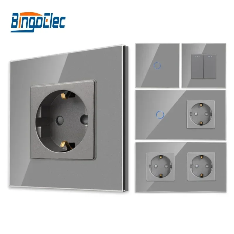 Bingoelec Glass Switches Interruptor de Luz e Tomada com Painel de Cristal Melhoria Home
