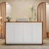 70.8 Inches Large Reception Desk - Modern Front Desk, Retail Counter for Checkout, Lobby, Salon, Office, Walnut 5
