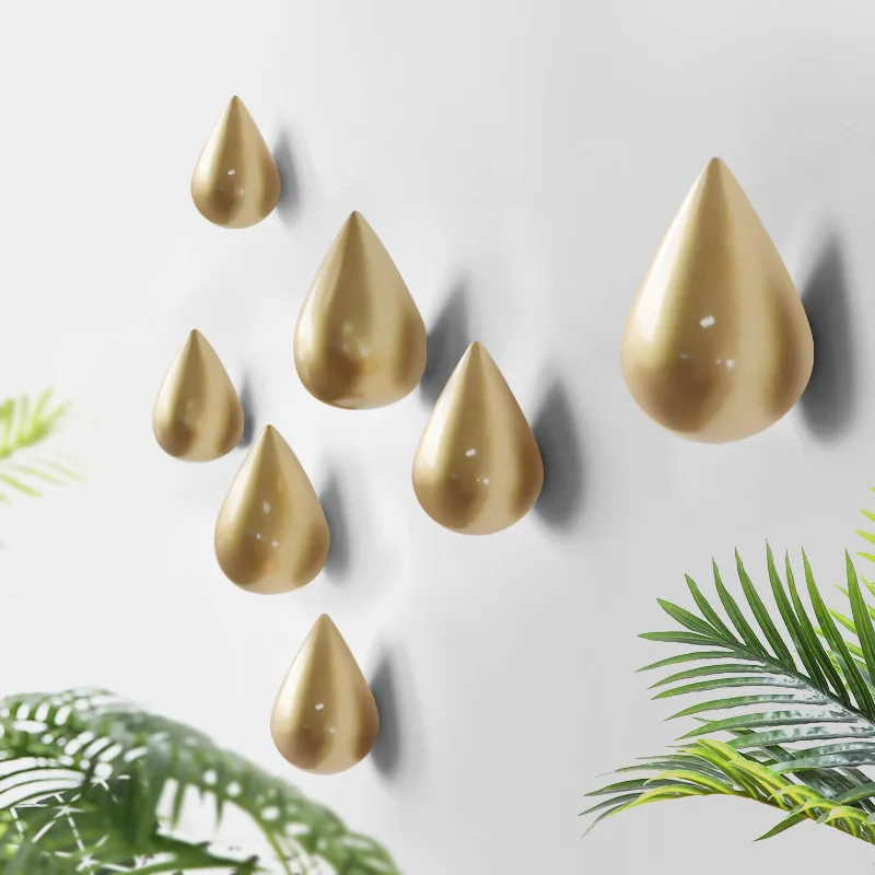 Wall Mounted Hook Creative Water Droplet Clothes Hats Hook Powerful Multi-Purpose Keychain Decorative Wall Clothes Storage 2
