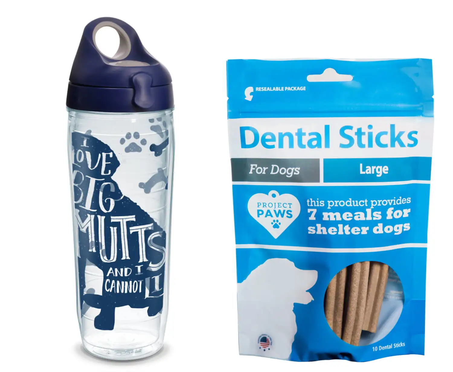 

Бутылочка для воды Project Paw «I Love Big Mutts» и «I't Lie», 24 унции, с темно-синей крышкой, с зубными палочками, большая Милая бутылка для воды