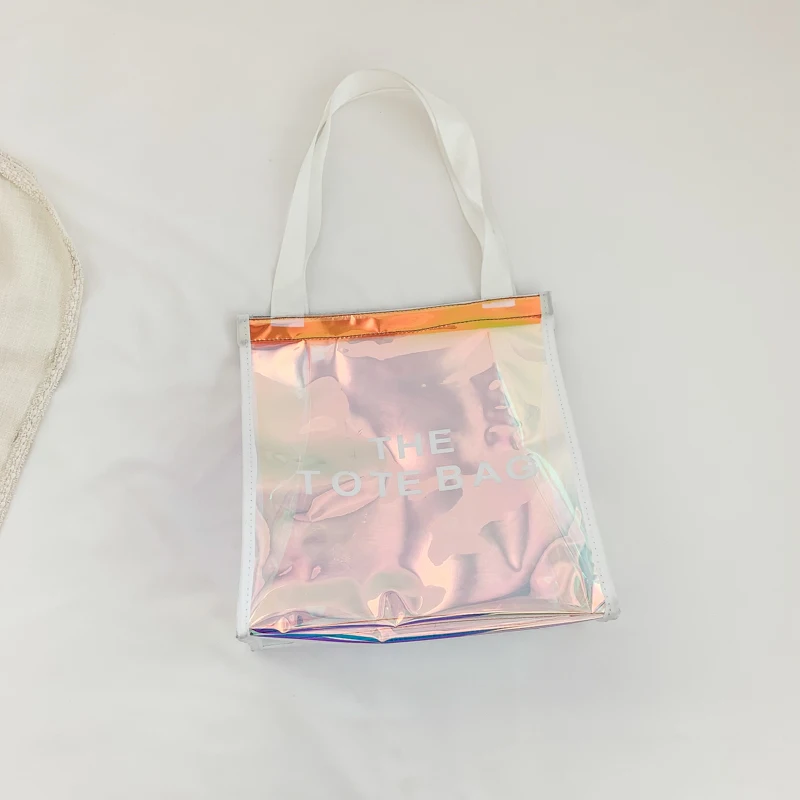 Pvc Laser Bag Clear Plastic Bag Tote Bag Fashion Pvc Large Capacity Summer  Waterproof Shopping Bag Gift Bag Shoulder Women Bag - Shoulder Bags -  AliExpress