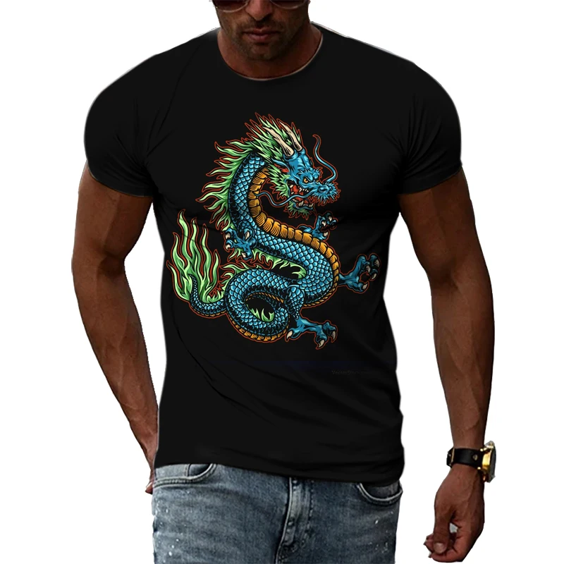 Summer Fashion Chinese Dragon Men T-shirts 3D Trend Casual
