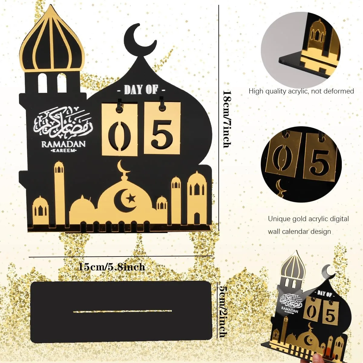 2025 Eid Acrylic Countdown Calendar DIY Home Muslim Islamic Festival Party Decorations Eid Gifts Ramadan Ornaments Kids Gifts
