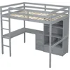 Twin Loft Bed. Full Loft Bed with Desk and Storage, Solid Wood Loft Bed with 4 Storage Drawers & 3 Shelves, High  Bed Full 6