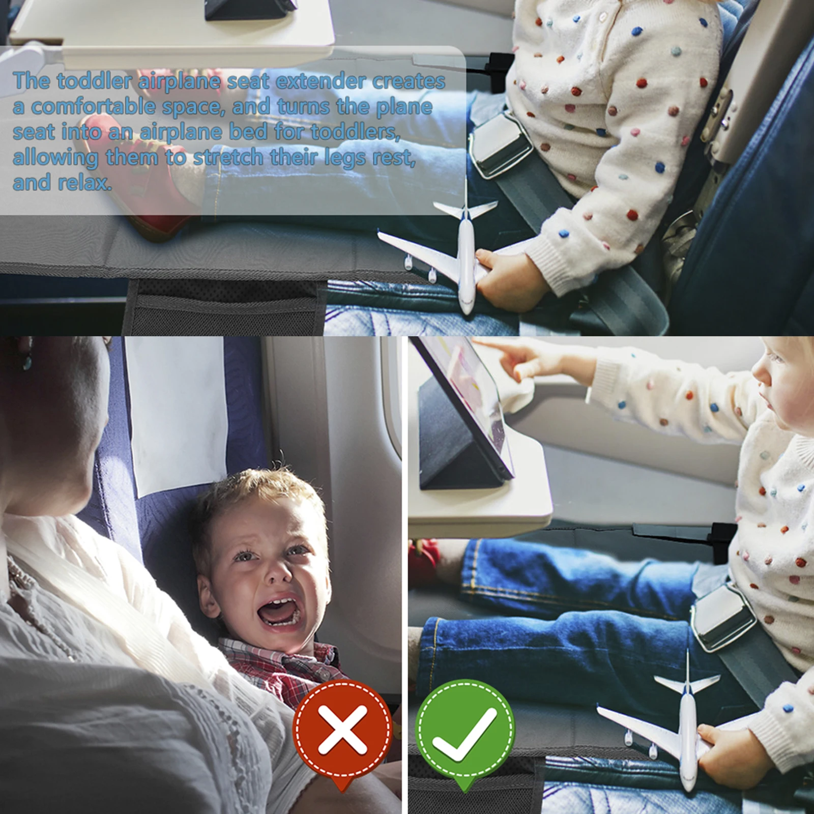 TrekBabe Toddler Airplane Bed, Airplane Seat Extender For
