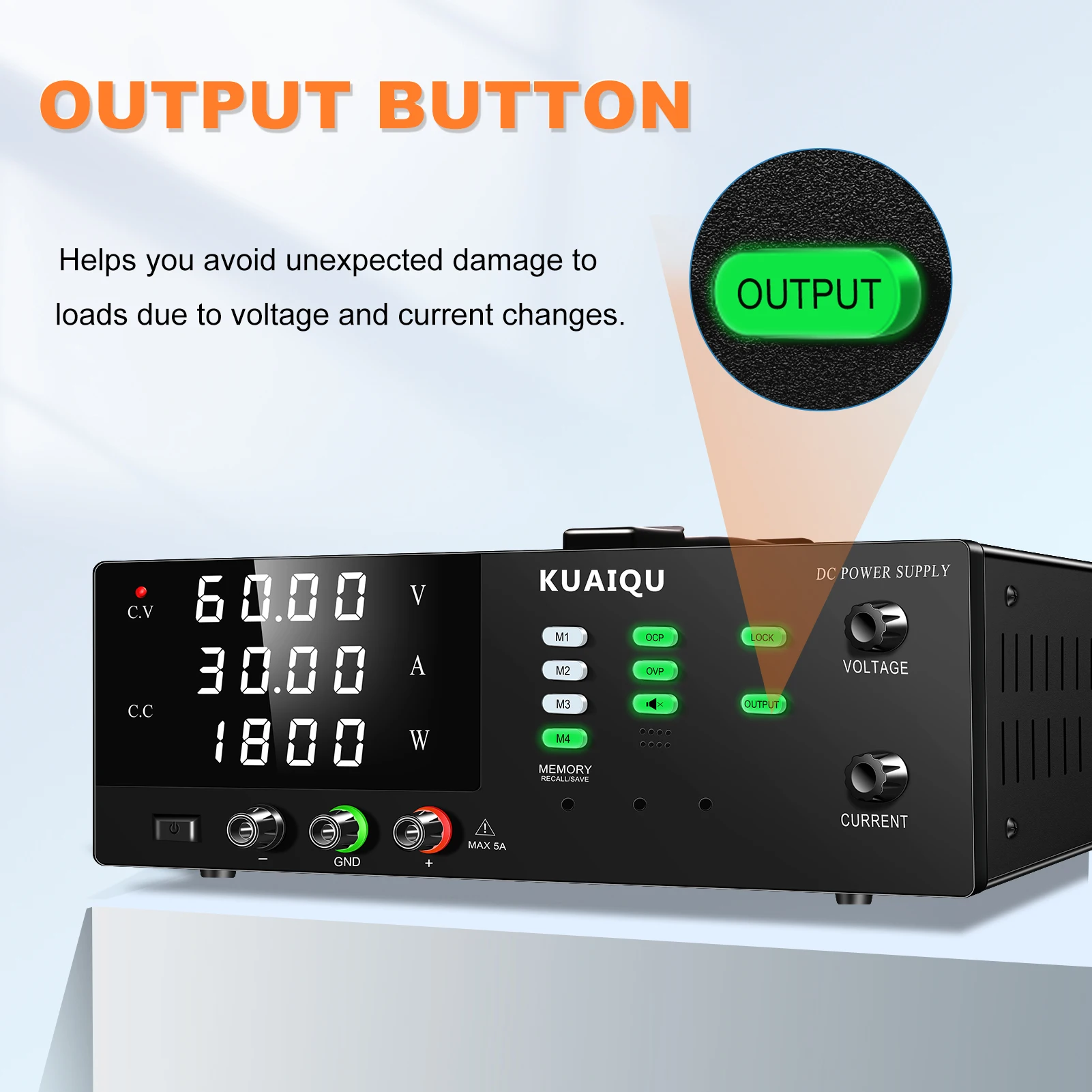 KUAIQU 2000W Hochspannungs-DC-Labornetzteil 30V 60V 150V 200V Einstellbare Tischstromquelle mit OCP OVP Speicher-LOCK-Funktion – Detail 9