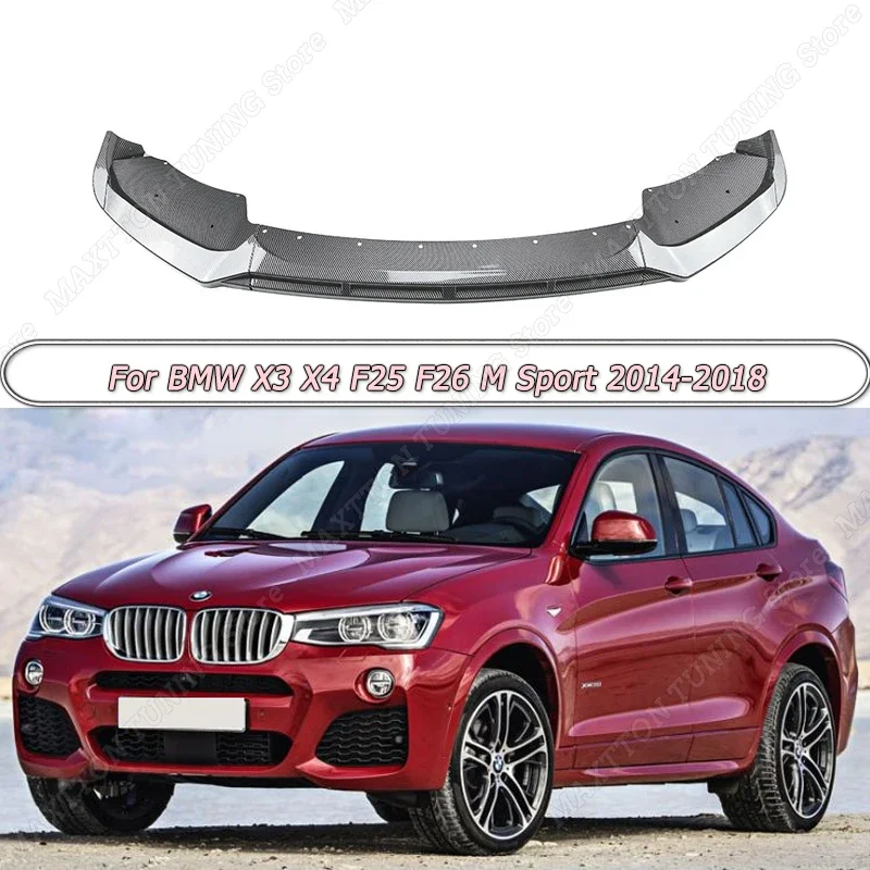 

For BMW X3 X4 F25 F26 M Sport 2014-2018 Front Bumper Lip Chin Diffuser BodyKit Spoiler Deflector Tuning Accessories Gloss Black