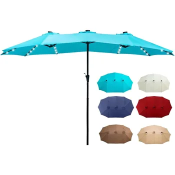 15ft Solar LED Double-Sided Patio Umbrella 1