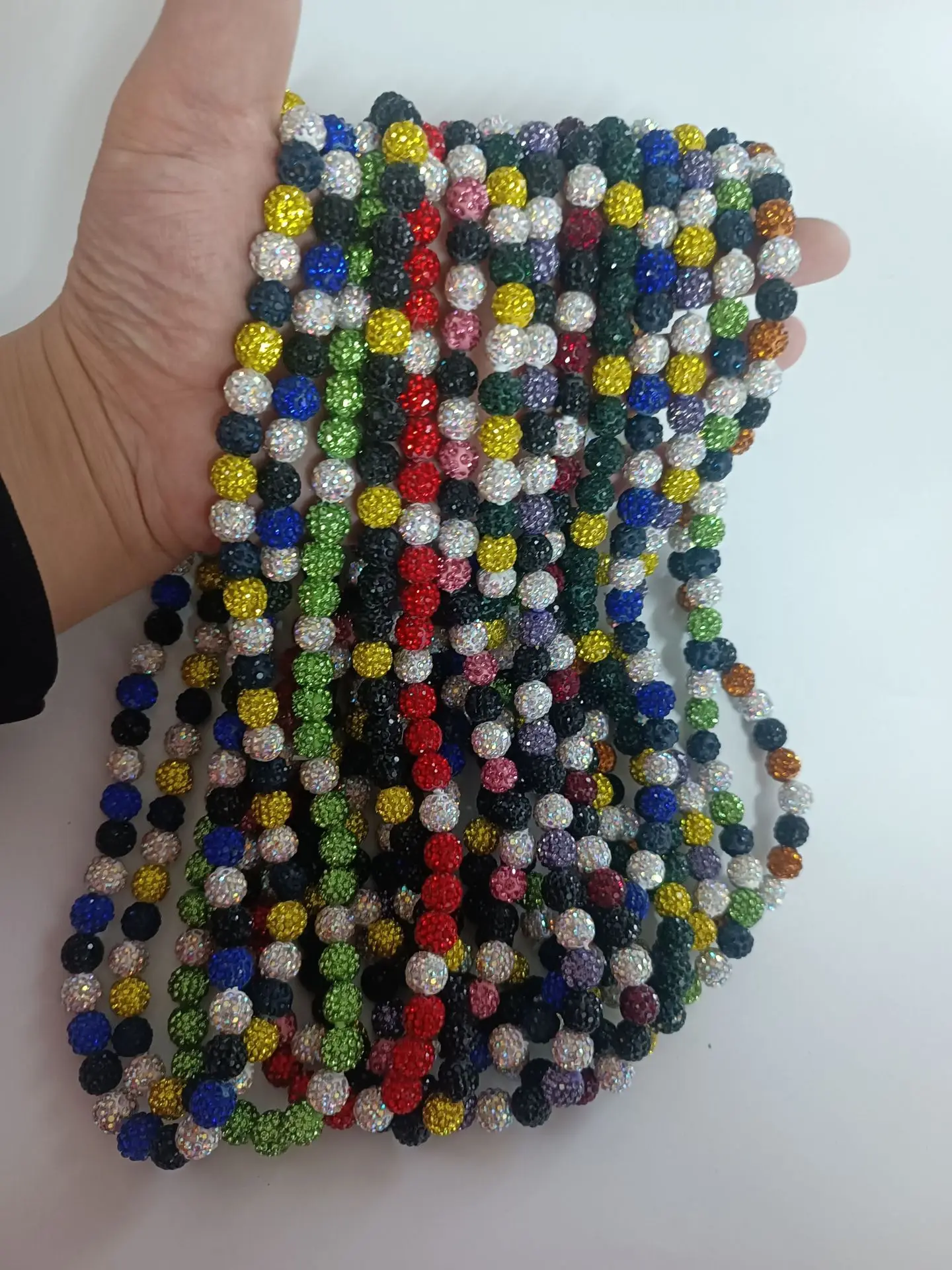 10mm/8mm Disco Balls Baseball Player Drip Beaded Necklace