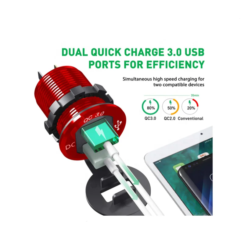 Quick Charge 3.0 12V USB Outlet, Dual USB Car Charger Socket with LED  Voltmeter and Power Switch, Waterproof Cigarette Lighter AliExpress