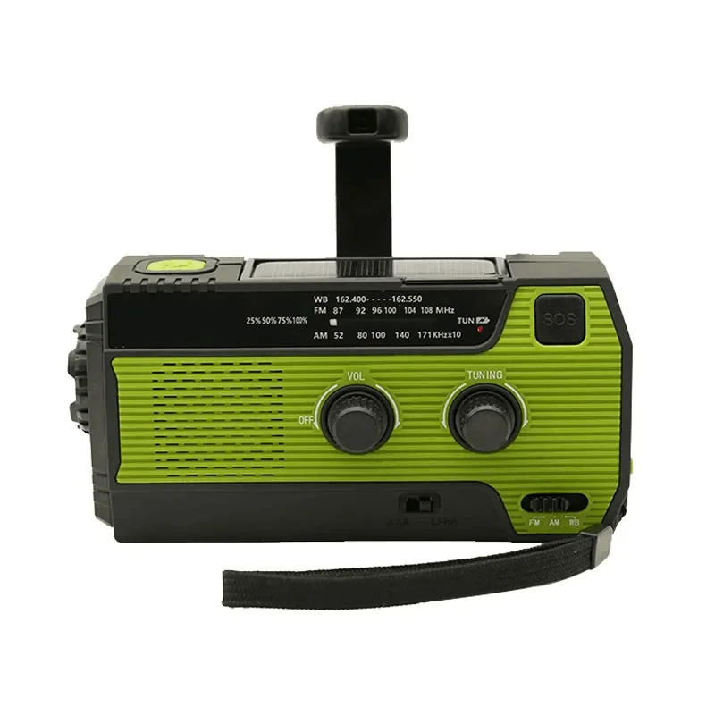 Radios portatives Météo d'urgence Solaire 4000mAh Batterie Alimentation  Torche lumineuse Haut-parleur auxiliaire Survie extérieure | Radio