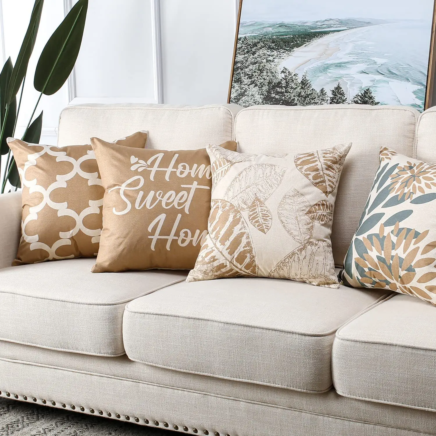 Federe Cuscini Divano 50x50 Set 4 Federe Cuscino 45x45cm Con Stampa Fiori Selvatici – In Poliestere Lavabile, Per Divano E Soggiorno, Stile Stagionale Federe Cuscino Decorativo