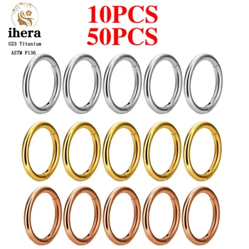10/50PCS G23 Titanium Nose Ring For Women Piercing Jewelry Round Earring Hoop 16/18/20G Ear Tragus Cartilage Helix Body Jewelry