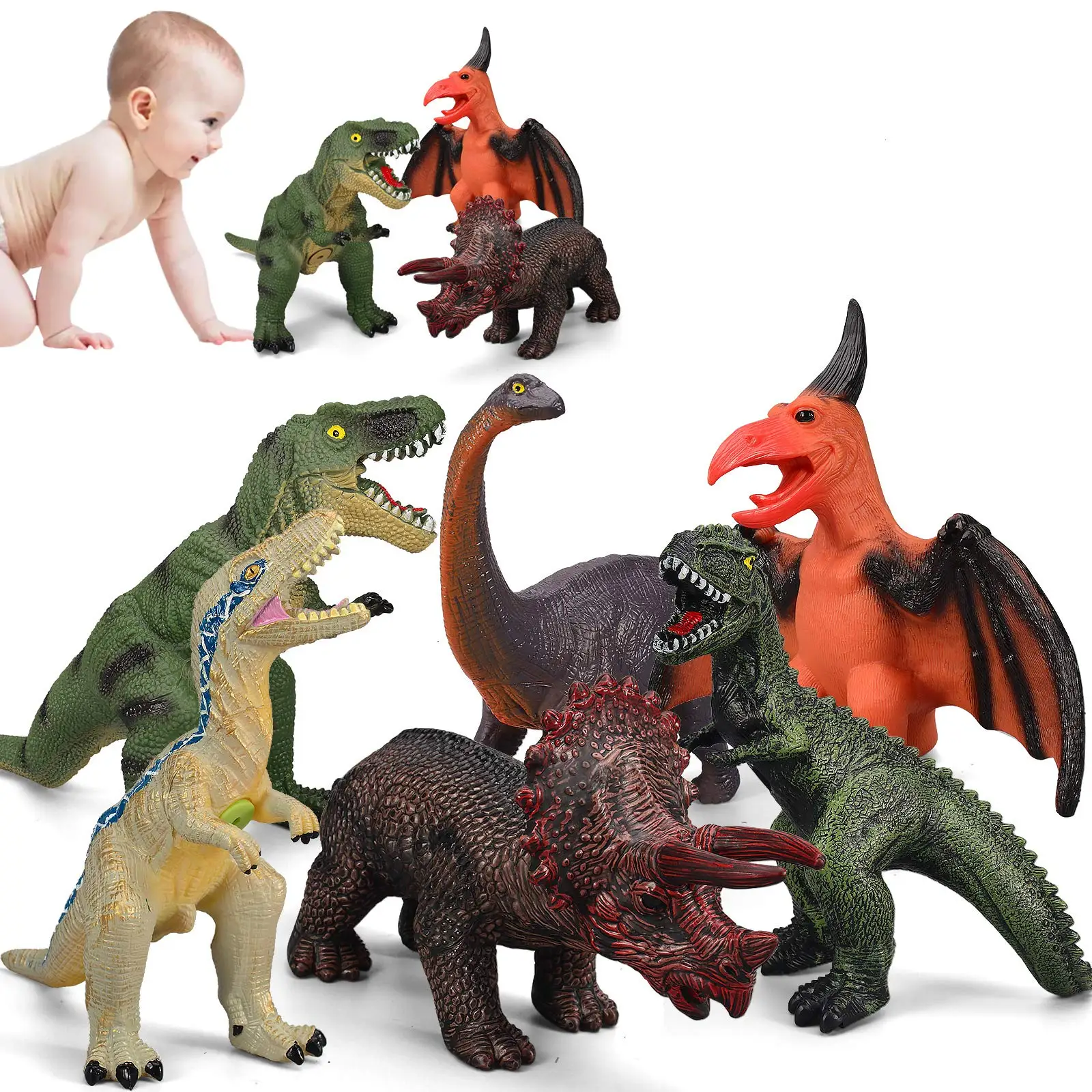 6 Piece Jumbo Dinosaur Toys for Kids and Toddlers, Dinosaur Toys for Kids 3-5, Large Soft Dinosaur Toys for Dinosaur Lovers 5