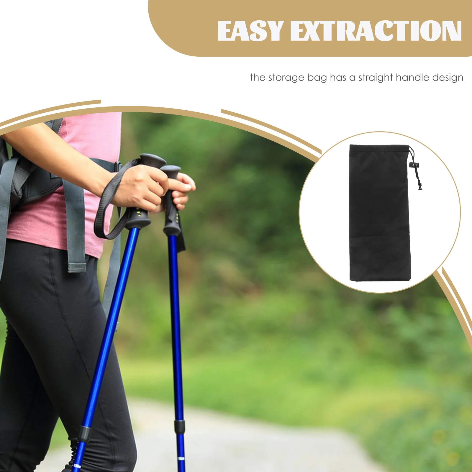 Foldable Alpenstock Storage Bag Hiking Bag Alpenstock Package Walking Stick Accessories (black) 5