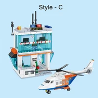3in1 City Series Aviation Cargo Plane Helicopter Airport Airbus Airplane Control Tower DIY Building Blocks Toy Set Kids Boy Gift 5