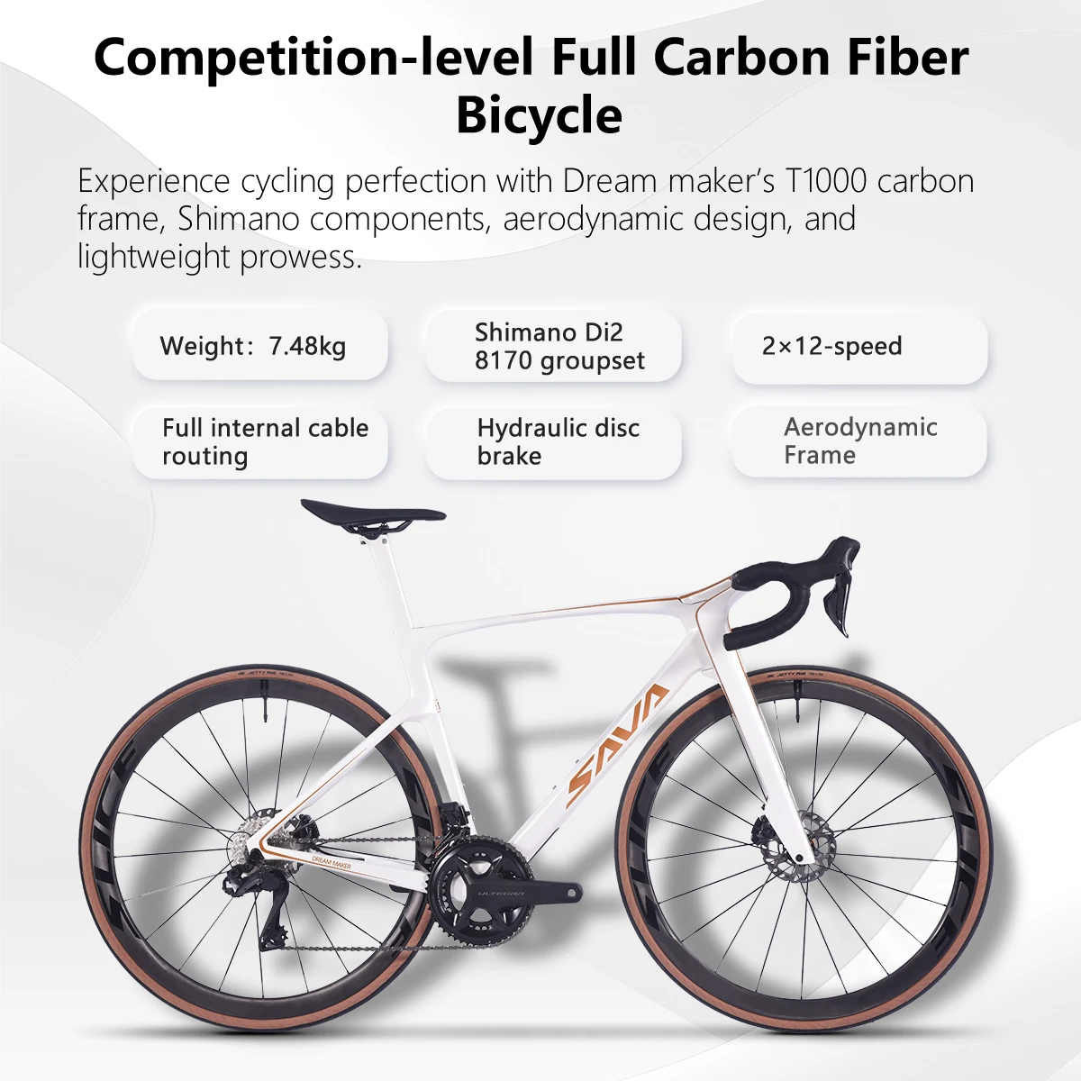 SAVA-Dream Maker Road Carbon Fiber Bike, Shimano Ultegra DI2