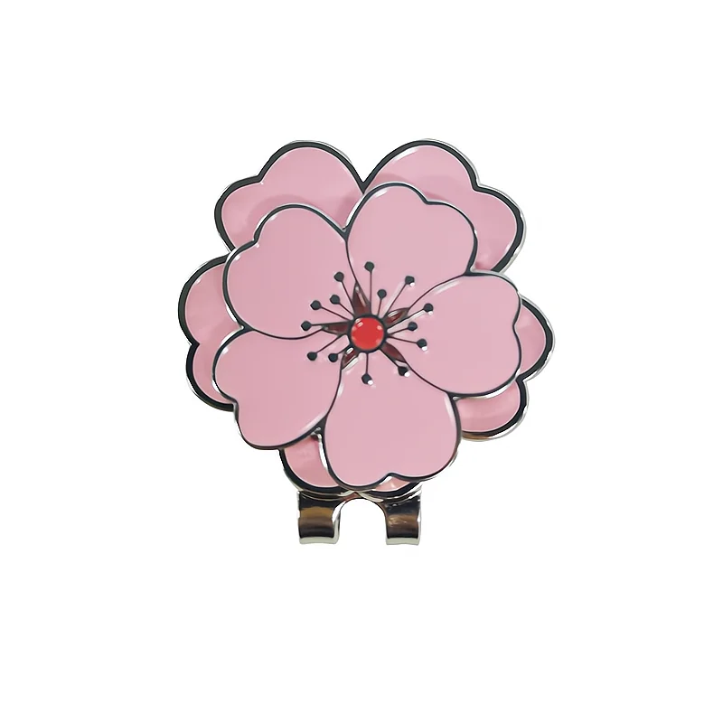 Golf Ball Mark with Golf Hat Clip Magnetic Alloy Pink Peach Flower Pattern Marker Gift For Ball Sport golf ball mark golf hat clip