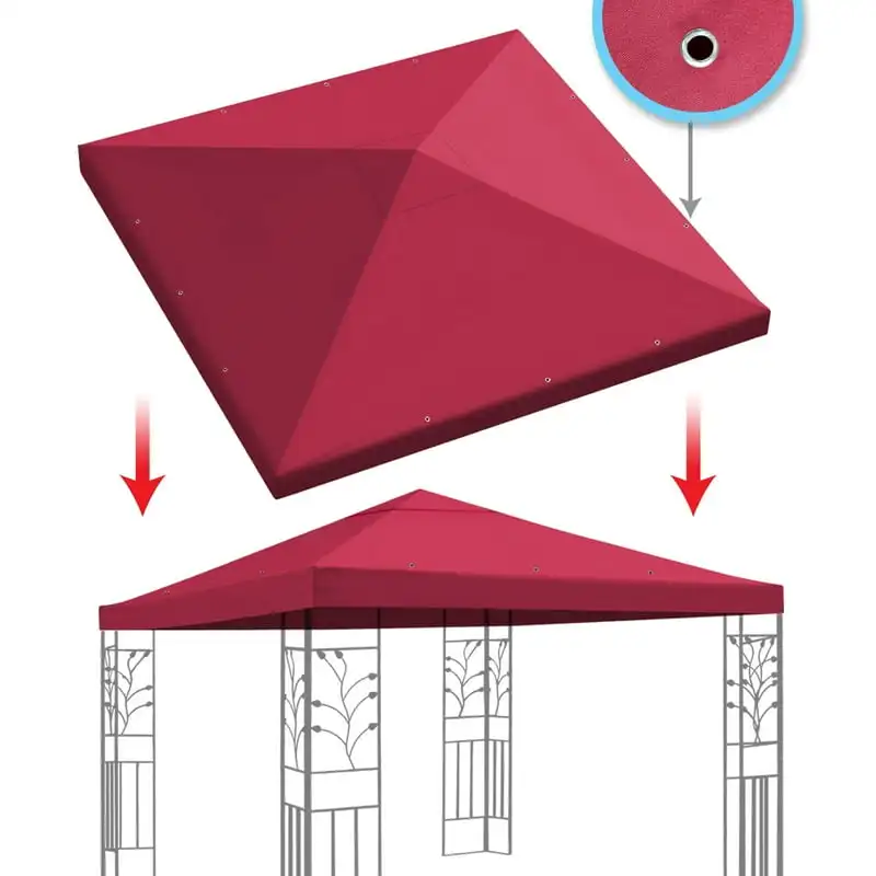 

Sunrise Replacement top cover for 10'X10' gazebo patio pavilion sunshade plyester single tier-Burgundy