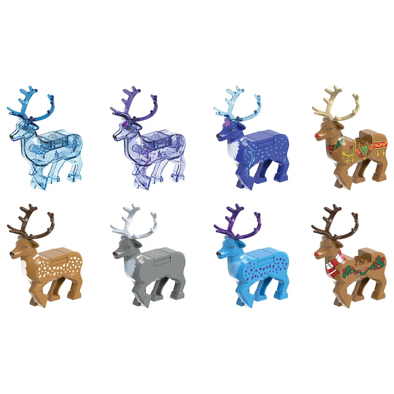 

The Sika Milu Fantasy Colorful Dress Neon Clothes Deer Christmas Reindeer Model Blocks MOC Bricks Set Gifts Toys For Children