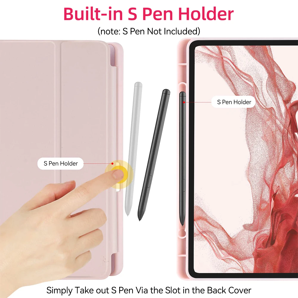 For Samsung Galaxy Tab Case For Tab S8 Ultra 14.6 S8 Plus S7 Plus S7 FE 12.4 S7 S8 11 S6 Lite 10.4 With Pen Slot Tablet Cover 4