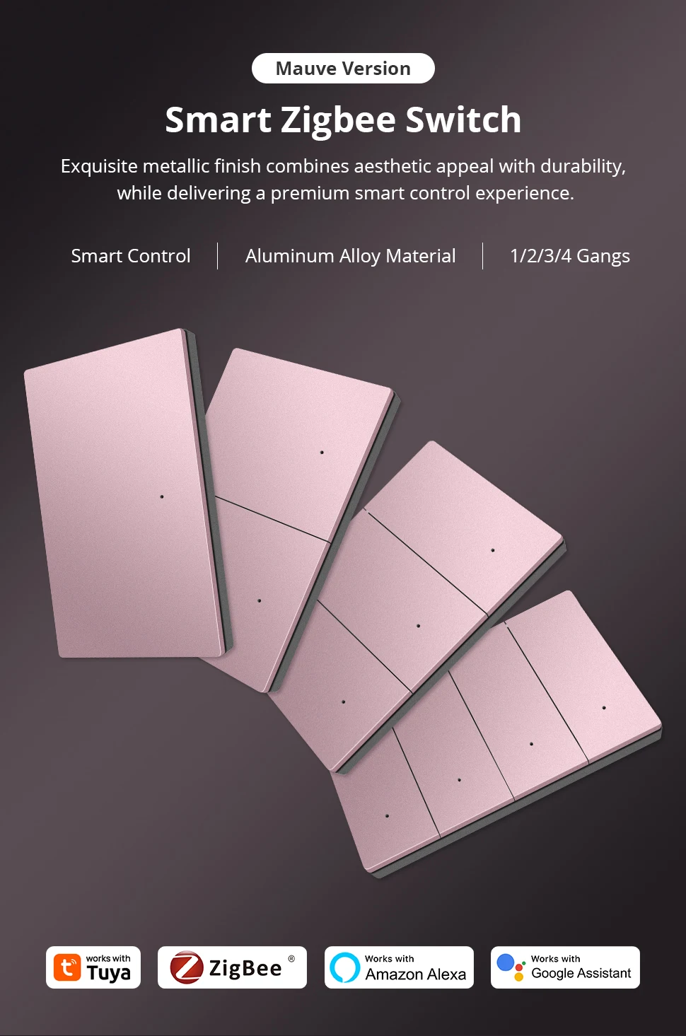Zigbee Aluminum Alloy Light Switch Full Button Activation 1 2 3 4 Gangs Neutral