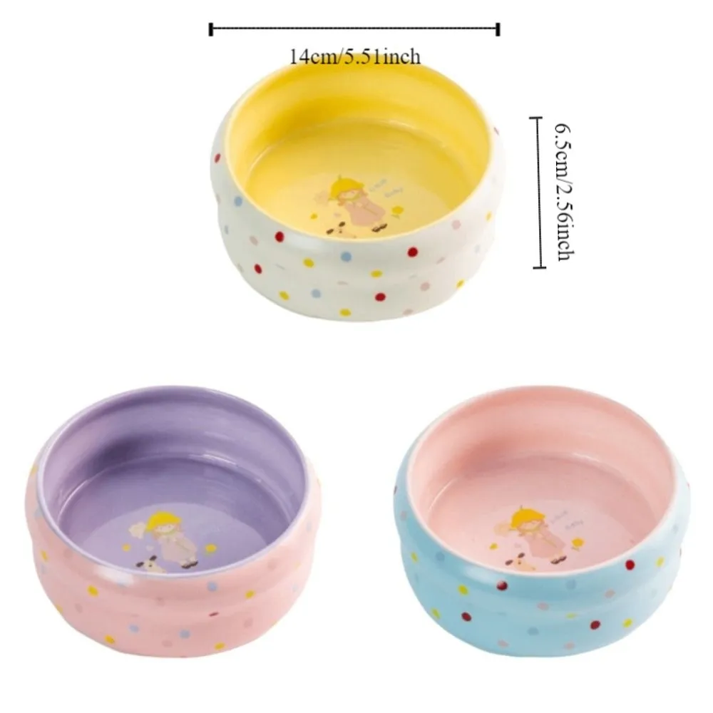 Easy Clean Wide Mouth Ceramic Cat Bowl Cartoon Donut Shape Pet Water Bowl Anti-Tip Heavy Base Dog Food Bowl Pet Households