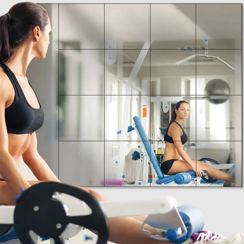 8/16pcs 1mm Self Adhesive Mirror Wall Stickers for Gym Home Bedroom