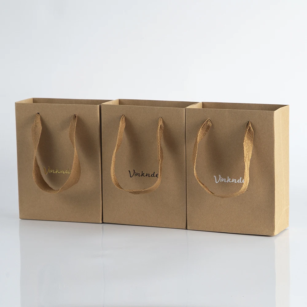 24PCS Bulk Kraft Paper Gift Bags Shopping Carry Craft Brown Bag With Handles Custom Logo DIY Cardboard Bag Party Festive Bags