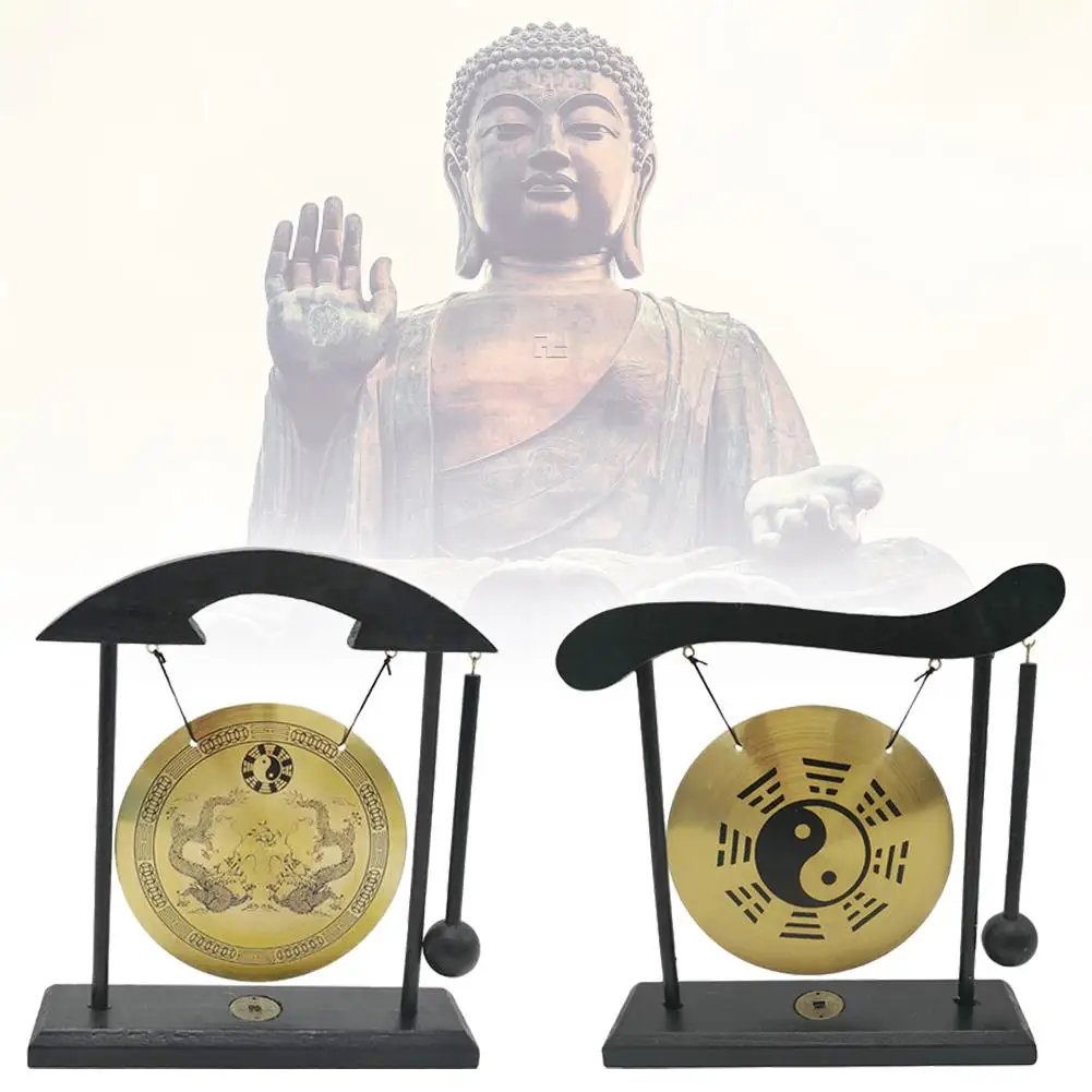 

Mini Desktop Gong Table Wind Chime Percussion Instruments Taiji Mallet Home Chinese with Gossip Decoration Chart Housewarmi R5R0