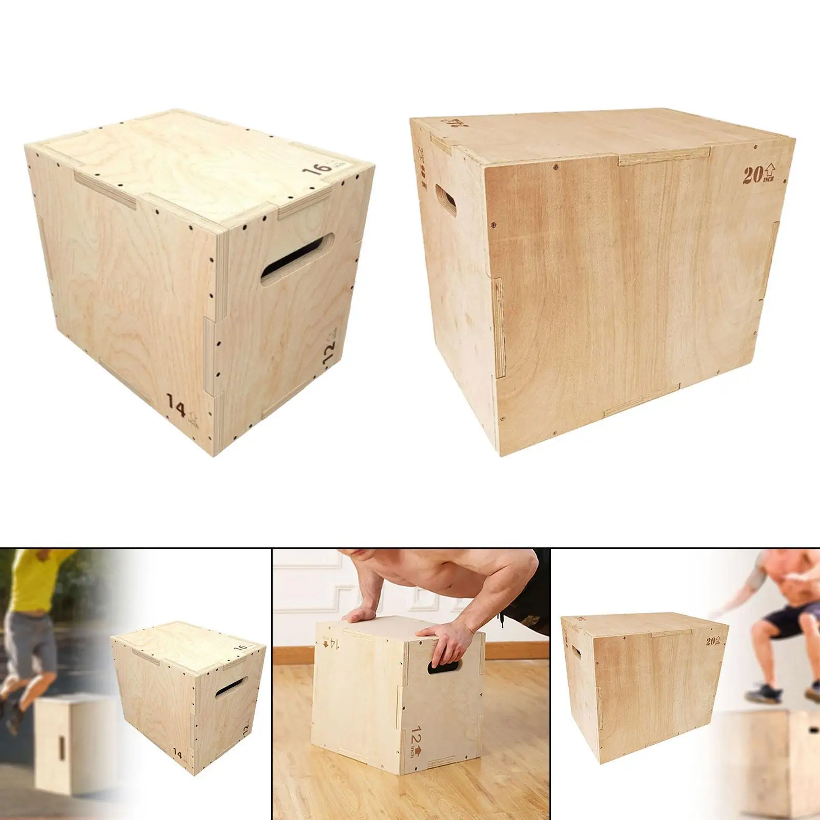 Plyo Box Versatile Wooden Step up Box Jumping Agility for Home Gym Conditioning Strength Training Fitness Squats Lunges