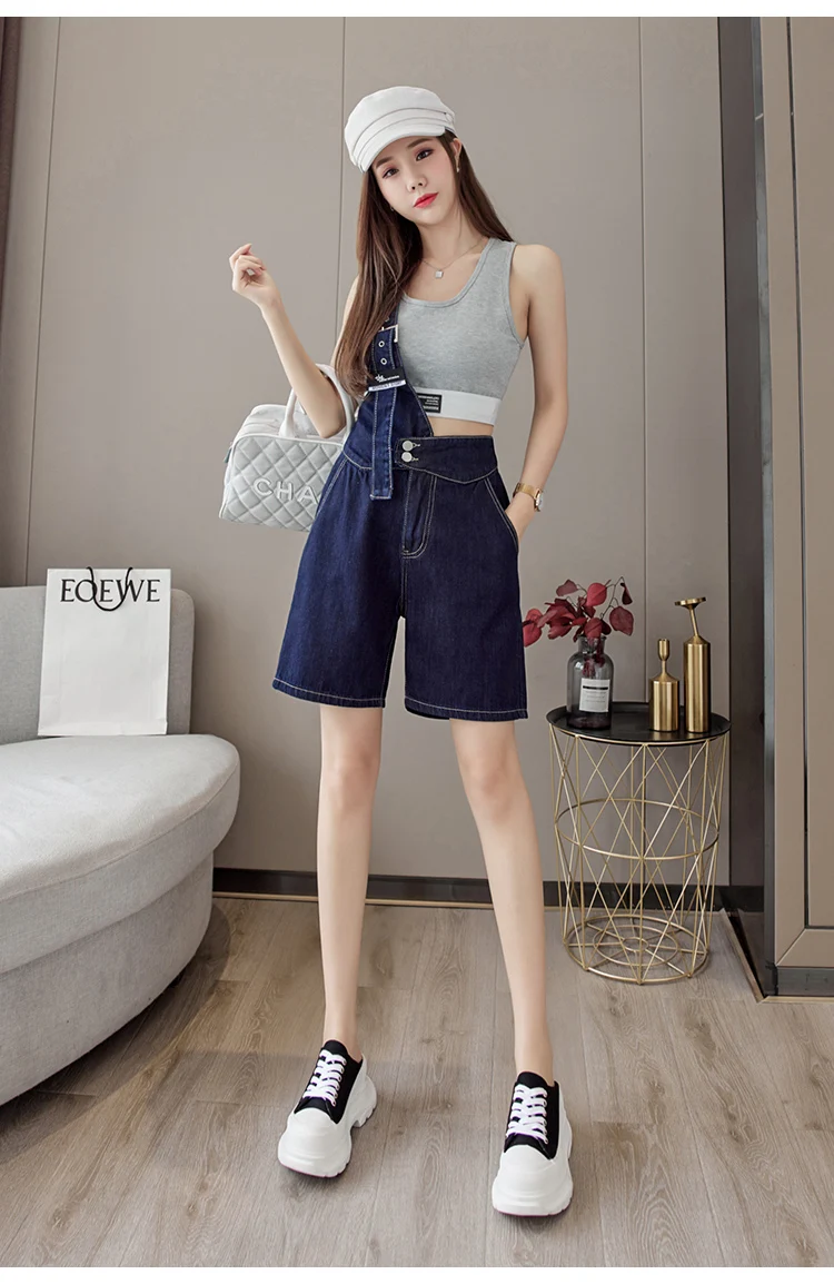 bape shorts Single Strap Design Overalls Korean Teenage Fashion Trends Sexy Denim Clothing Womens White Jeans Booty Shorts Daily Streetwear athletic shorts