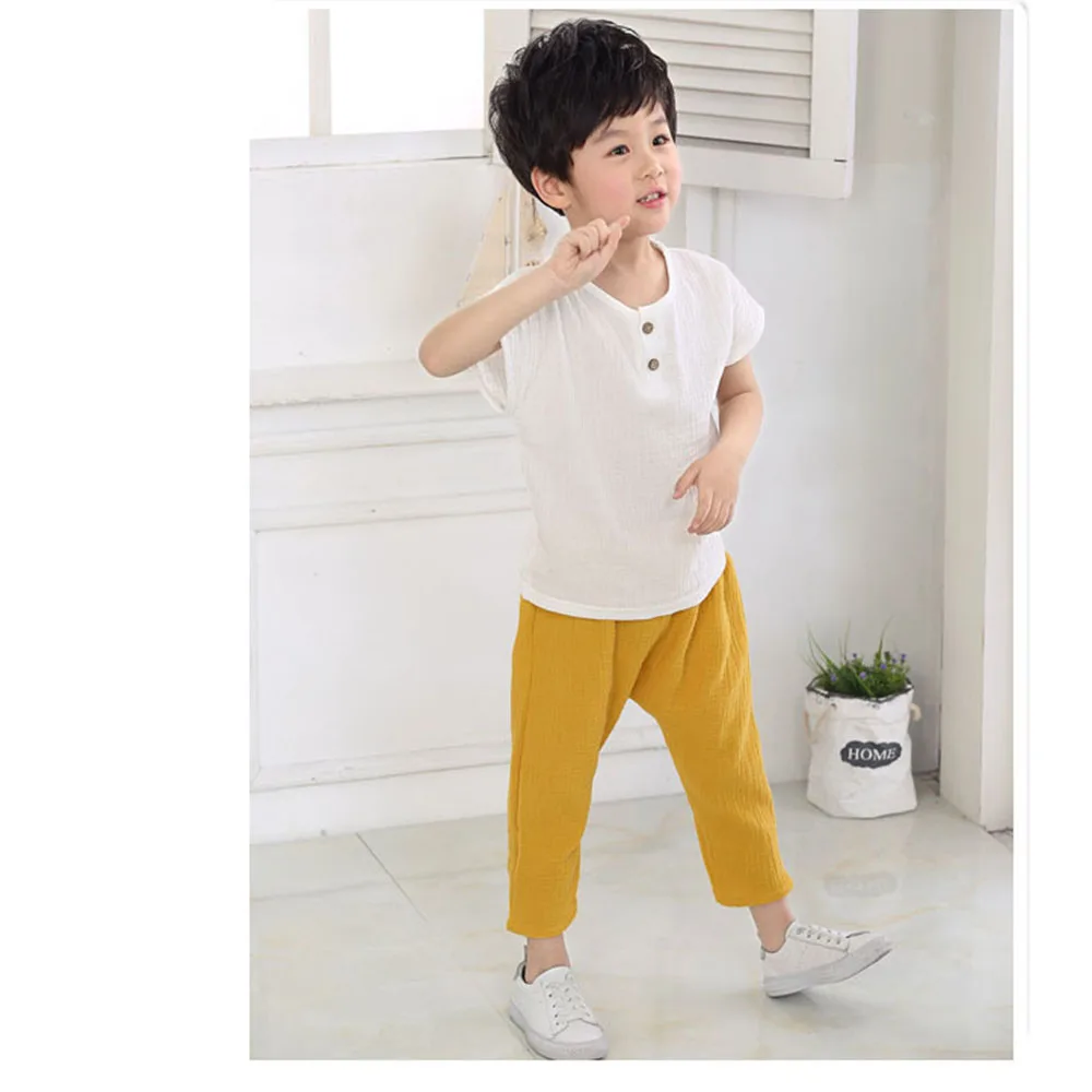 Pantalon Lin Pantalon D'été Enfant Coton/lin Taille élastique