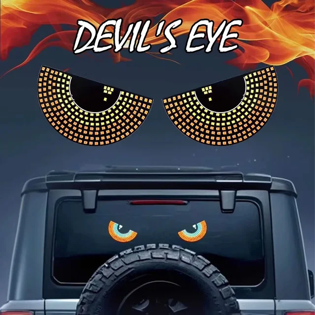 2pcs Car Led Decorative Light Devil's Eye Rear Warning Light Red Devil Eye Atmosphere Light Adjustable Devil's Eye Headlamps
