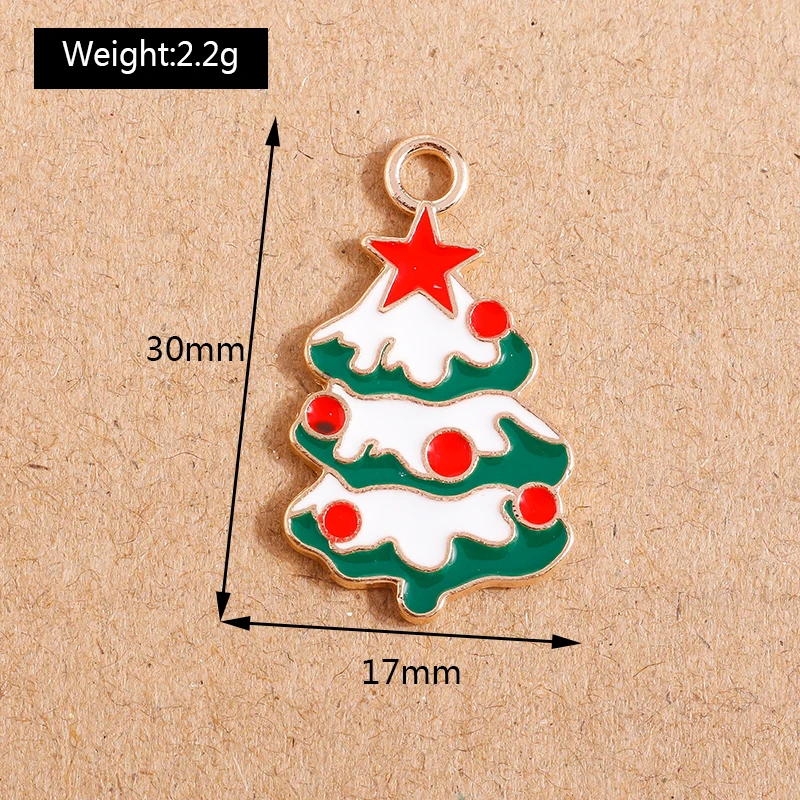 10 Stück Emaille-Weihnachtsbaum-Charm-Anhänger für Halskette, Armband, DIY-Ohrringe, handgefertigte Schmuckherstellung, Zubehör – Detail 5