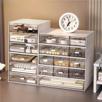 Desktop Organizer Der Sle Transparent Storage Box Stationery Supplies Arrangement Box Office Desk Workstation Transforma... 1