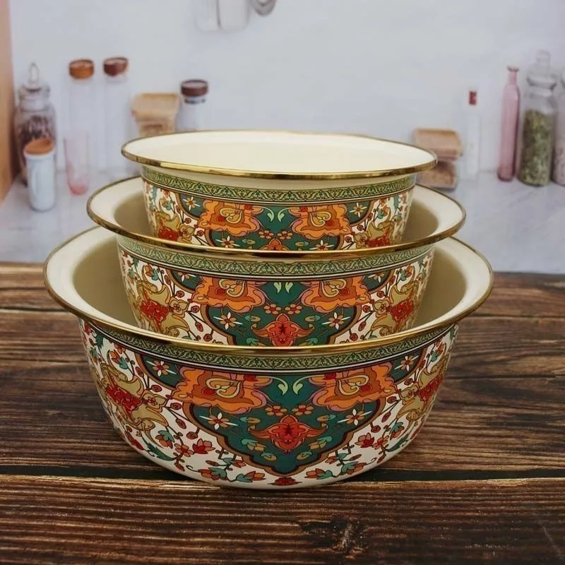 Multi-Size Handcrafted Enamel Cookware with Stainless Steel Rim All-Stovetop Compatible & Healthy for Family Cooking Bowls Plate 5