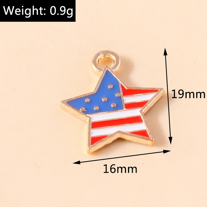 Leslie 10 Stück neue Emaille-Anhänger mit amerikanischer Flagge, Unabhängigkeitstag, USA-Flagge, Feierlichkeiten, Schmuck, Halskette, Armband, Ohrringe – Detail 22