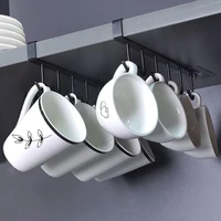 Kitchen Iron Art Seamless Nail Free Hooks Multi Row Cabinet Storage Hooks Storage of Kitchen Cabinet Wall Shelf Storage Rack 1