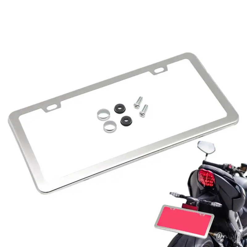 

Защита номерного знака | Держатель автомобильного номерного знака из нержавеющей стали фотоблестящий с винтами | 2 отверстия для автомобильного номерного знака