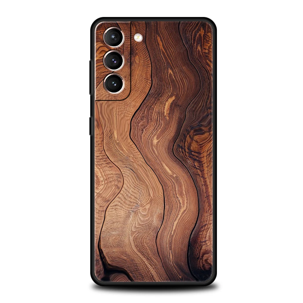 Carved Wood Silicone Phone Case - Elegant Protective Cover
