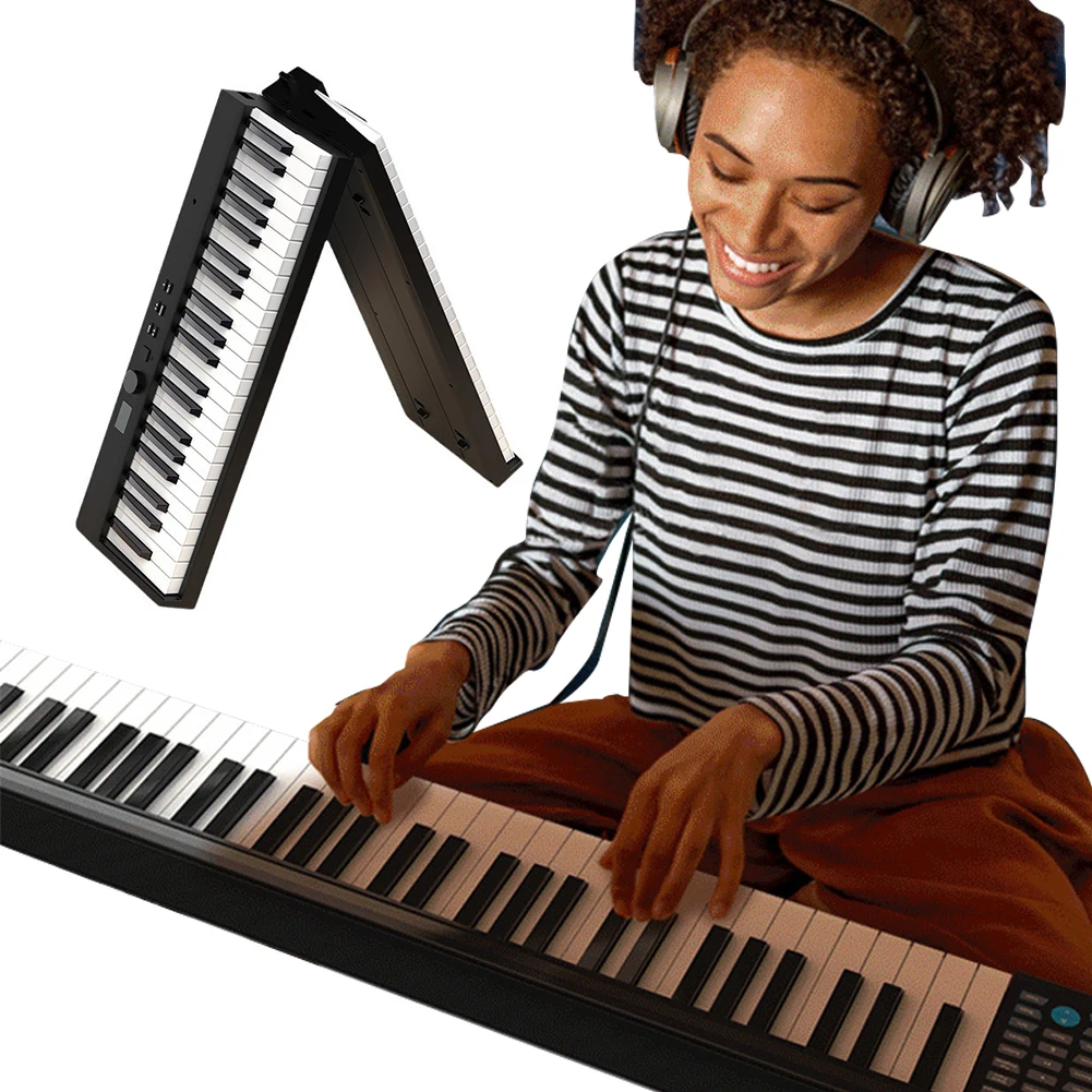 88 Key Folding Piano Keyboard with BT MIDI Digital Piano with Sheet Music Stand Pedal and Bag Foldable Electronic